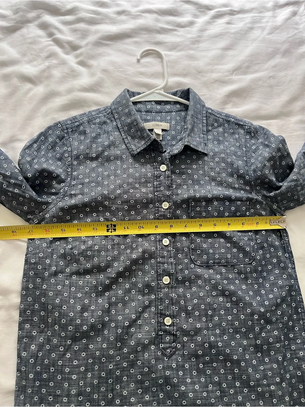 J. Crew Women’s Circle Print Lightweight Chambray Popover Blouse Size 2